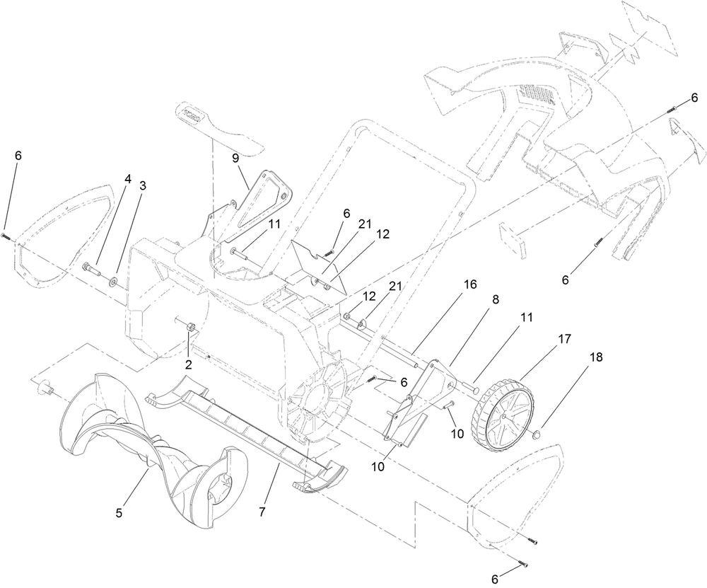 Frame Assembly Diagram and Parts List for 38381 319000001 - 319999999 Lawn Boy Snow Blower